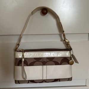Coach Tan and Cream Shoulder Bag